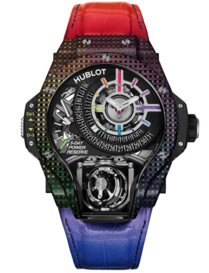 Hublot MP 09 Tourbillon Bi-Axis Rainbow 3D Carbon replica watch 909.QDRB.1120.LR