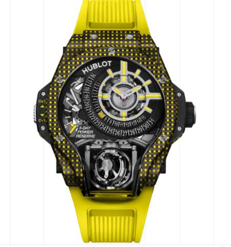 Hublot MP-09 Tourbillon Bi-Axis Yellow 3D Carbon 49 mm Replica Watch 909.QDY.1120.RX