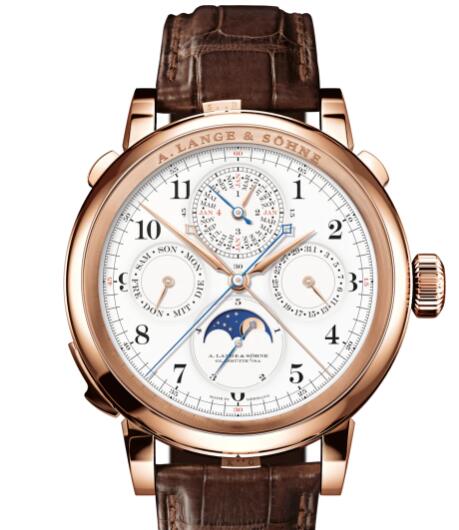 A Lange and Sohne GRAND COMPLICATION Replica Watch Pink gold with enamelled dial in white 912.032