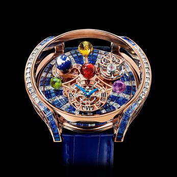 Jacob & Co. Astronomia Solar Baguette Diamonds & Blue Sapphires Replica Watch AS900.40.AB.UA.A