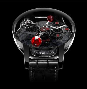 Replica Jacob & Co. Astronomia Tourbillon Black Ceramic & Red Movement Watch AT100.95.KR.SD.B