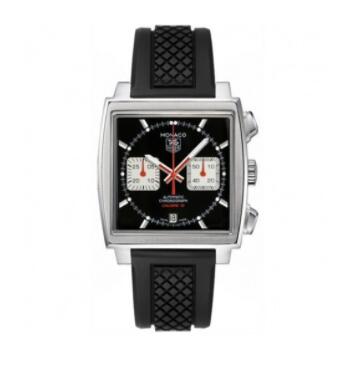 Replica TAG Heuer Monaco Calibre 12 Black Silver Rubber Watch CAW2114.FT6021