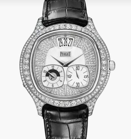 Replica Piaget Emperador cushion White gold Diamond Dual time zone Watch G0A32018 Piaget Replica Watch
