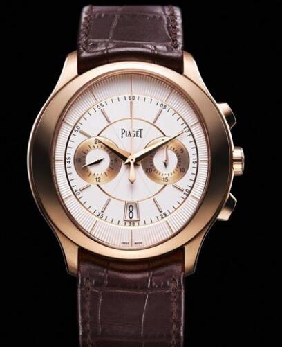 Replica Piaget Gouverneur Chronographe Watch G0A37112 Pink Gold - Alligator Bracelet