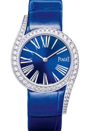 Replica Piaget Limelight Gala 32mm Watch White Gold Diamond Case - Blue Dial - Blue Strap G0A42163