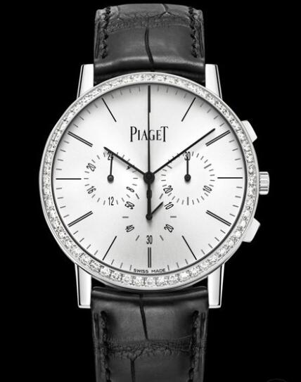 Replica Piaget Altiplano Chronographe Watch G0P40031 White Gold - Diamonds - Alligator Strap