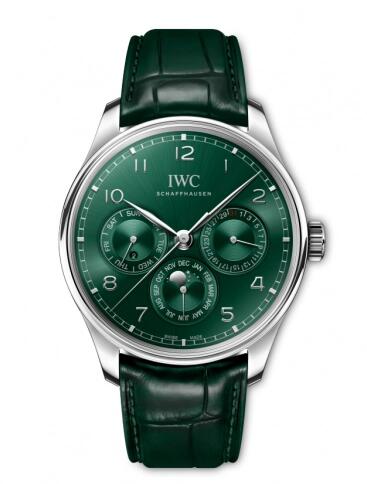 IWC Portugieser Perpetual Calendar 42 Stainless Steel Green Replica Watch IW344207