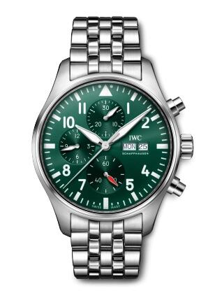 IWC Pilot's Watch Chronograph Stainless Steel Green Bracelet Replica Watch IW378006