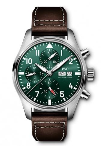 Replica IWC Pilot's Watch Chronograph 41 Stainless Steel Green IW388103