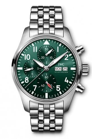 Replica IWC Pilot's Watch Chronograph 41 Stainless Steel Green Bracelet IW388104