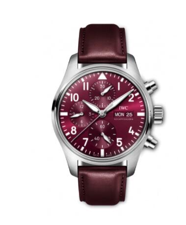 Replica IWC Pilot's Watch Chronograph 41 Stainless Steel Burgundy Watch IW388107