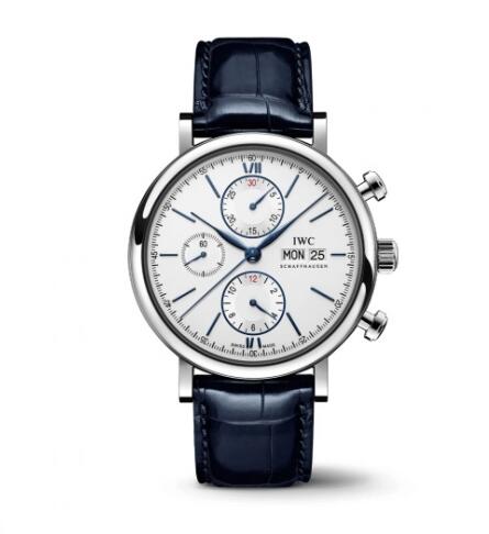 IWC Portofino Chronograph Stainless Steel Silver Blue Replica Watch IW391037