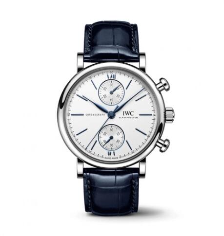 IWC Portofino Chronograph 39 Stainless Steel Silver Blue Replica Watch IW391407