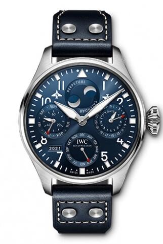 Replica IWC Big Pilot's Watch Perpetual Calendar Stainless Steel Blue IW503605