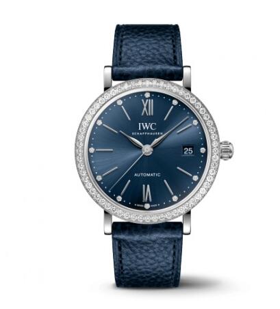 IWC Portofino Automatic 37 Stainless Steel Diamond Blue Replica Watch IW658602