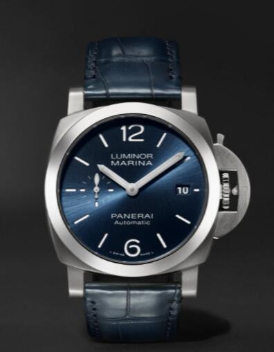 Replica Panerai Blue Luminor Marina Automatic 40mm Stainless Steel and Alligator Watch PAM01270