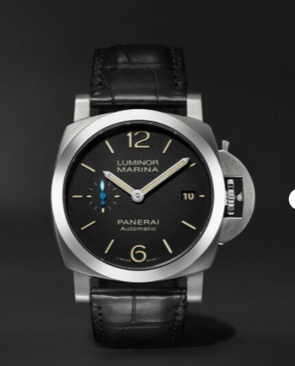 Replica Panerai Black Luminor Marina Automatic 40mm Stainless Steel and Alligator Watch PAM01272