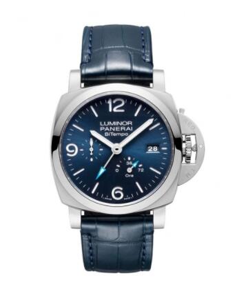 Panerai Luminor 1950 44 BiTempo Stainless Steel Blue Replica Watch PAM01361