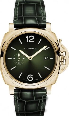 Panerai Luminor Due 42 Automatic Yellow Gold Green Replica Watch PAM01423