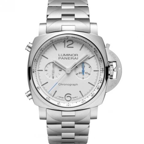 Panerai Luminor 1950 Chrono 44 Stainless Steel White Bracelet Replica Watch PAM01548