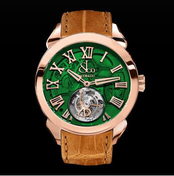 Jacob & Co. Palatial Flying Tourbillon Hours & Minutes Rose Gold (Green Mineral Crystal) PT500.40.NS.OG.A Replica Watch