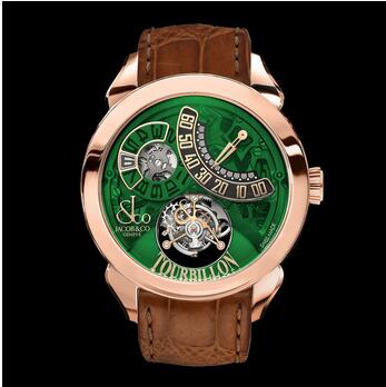 Jacob & Co. Palatial Flying Tourbillon Jumping Hours Rose Gold (Green Mineral Crystal) PT510.40.NS.PR.A Replica Watch