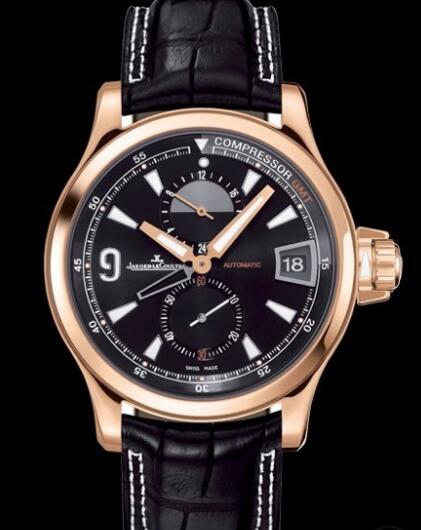 Replica Jaeger Lecoultre Master Compressor GMT Q1732441 Pink Gold - Alligator Bracelet Watch