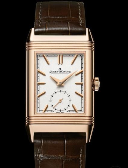 Replica Jaeger Lecoultre Reverso Tribute Duo Q3902420 Pink Gold - Strap Alligator Leather Watch