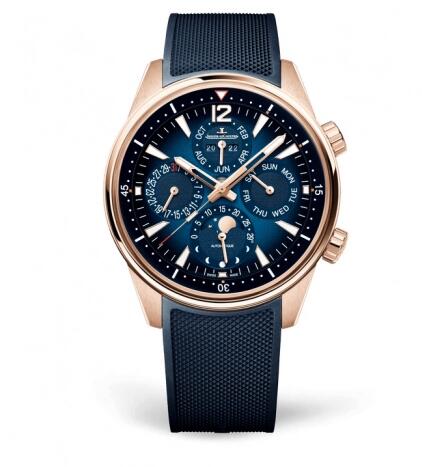 Jaeger-LeCoultre Polaris Perpetual Calendar Pink Gold Blue Two Straps Replica Watch Q908269J