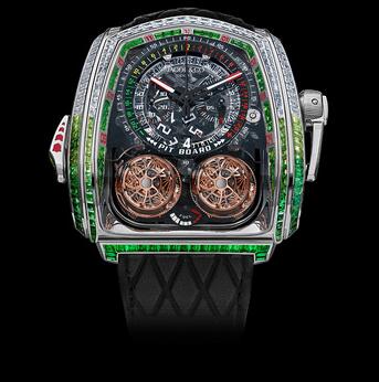 Jacob & Co. Twin Turbo Furious White Diamonds & Green Sapphires TT800.30.BB.UA.A Replica Watch