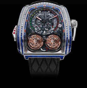 Jacob & Co. Twin Turbo Furious White Diamonds & Blue Sapphires TT800.30.BB.UA.A Replica Watch