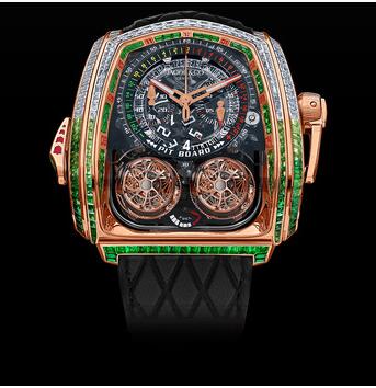 Jacob & Co. Twin Turbo Furious White Diamonds & Green Sapphires Rose TT800.40.AA.UB.A Replica Watch