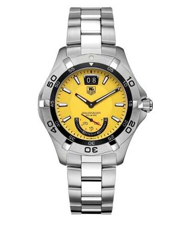 TAG Heuer Aquaracer 300M Big Date 41 Stainless Steel Yellow Bracelet Replica Watch WAF1012.BA0822