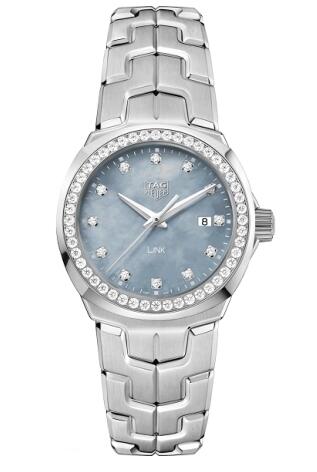 TAG Heuer Link Quartz 32mm Stainless Steel Diamond Blue MOP Replica Watch WBC1319.BA0600