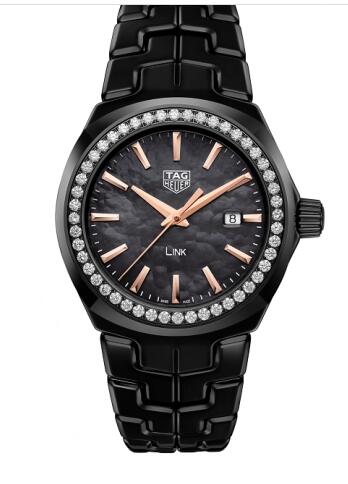 TAG Heuer Link Quartz 32mm Black Ceramic Diamond Black MOP Replica Watch WBC1390.BH0744