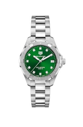 TAG Heuer Aquaracer 300M Quartz 32 Stainless Steel Green Diamond replica watch WBD1316.BA0740