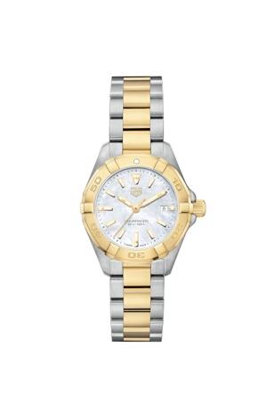 Tag Heuer Aquaracer 300M Quartz 27 Stainless Steel Yellow Gold MOP Bracelet Replica Watch WBD1420.BB0321