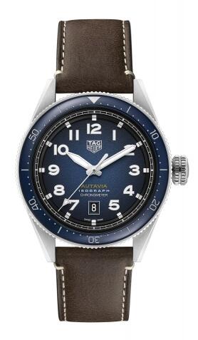 TAG Heuer Autavia Isograph Calibre 5 Stainless Steel Blue Leather Replica Watch WBE5112.FC8266