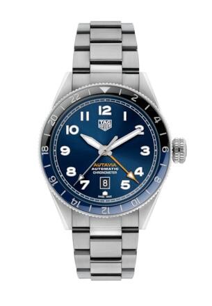TAG Heuer Autavia Calibre 7 Twin Time Stainless Steel Blue Replica Watch WBE511A.BA0650
