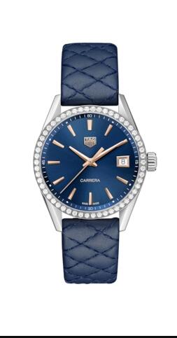 Tag Heuer Carrera Quartz 36 Stainless Steel Diamond Blue Replica Watch WBK1317.FC8259