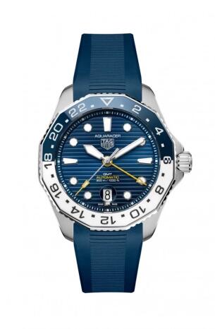TAG Heuer Aquaracer Professional 300 GMT Stainless Steel Blue Rubber Replica Watch WBP2010.FT6198